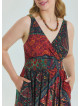V Neck Robe Black Patterned Plus Size Dress 4585